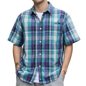 Tony Hawk Men's‎ Plaid Printed Collared Short Sleeve Button Down Shirt Size XL